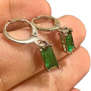 Emerald Earrings Sterling Silver 925 Dangle Earrings for Women lab-created Gift